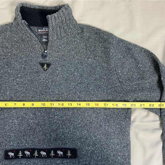 Woolrich Pullover Quarter Zip Onyx Heather Gray Sweater SZ L Gorpcore - Picture 6 of 16